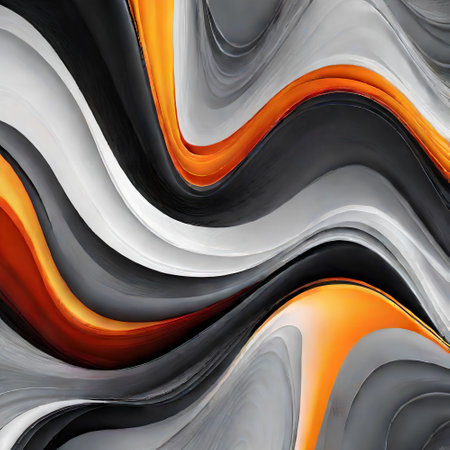 abstract background with smooth lines in orange, black and white colorsの写真素材