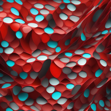 Abstract background with red and blue hearts. 3d render illustration.の写真素材