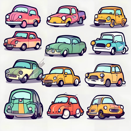 Cartoon cars. Vector illustration of a set of cute cartoon cars.の写真素材