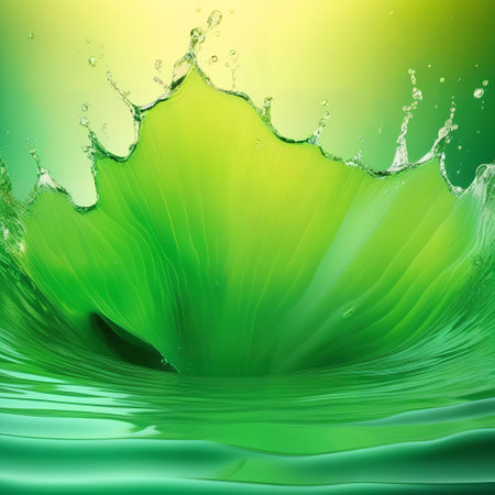 Water splash on green background. 3d rendering, 3d illustration.の写真素材