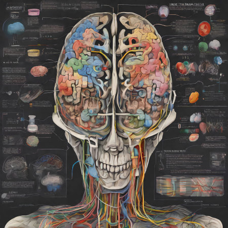 Human Brain Anatomy with Nervous System on Black Background.の素材