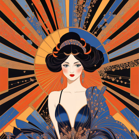 Fashion illustration of beautiful girl in retro style. Vector illustration.の素材