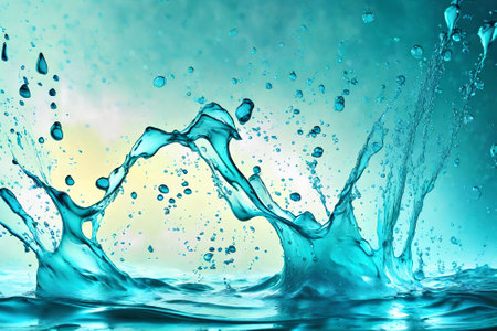 Water splashes on a blue background. 3d rendering, 3d illustration.