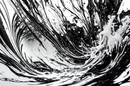 Black and white liquid splash. Abstract background. 3d rendering.