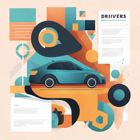 Car service poster design template with colorful geometric elements. Vector illustration.の写真素材