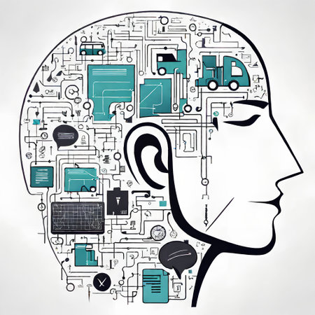 Silhouette of a human head with a set of technology icons