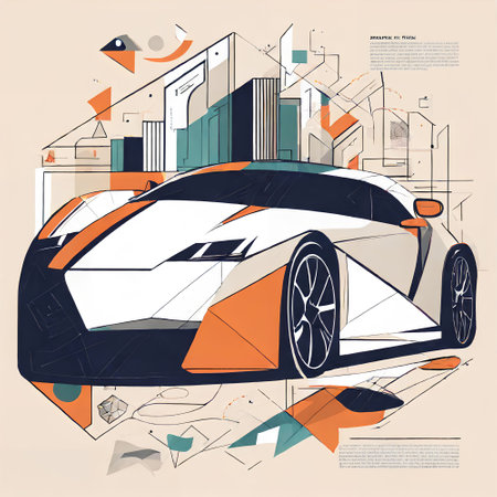 Abstract vector illustration of a futuristic sports car on the background of the city.の写真素材