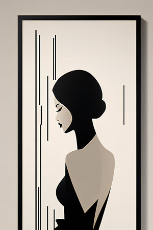 Silhouette of a woman in a mirror. Vector illustration.の写真素材