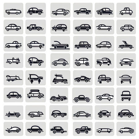 Car vector icons set on background for graphic and web design. Simple illustration. Internet concept symbol for website button or mobile appの写真素材