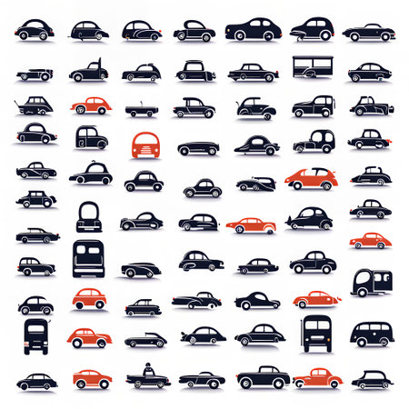 Set of different cars icons on white background. Vector illustration. Eps 10.の写真素材