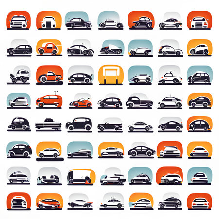 Set of cars icons in flat design style. Vector illustration for your design.の写真素材