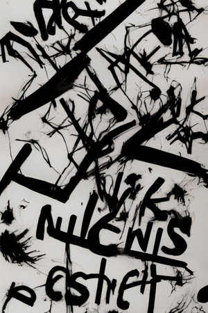 Black and white graffiti text on white wall. Abstract grunge background