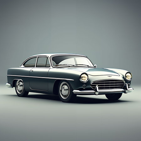 Classic car on a gray background. 3d render. Side view.の写真素材