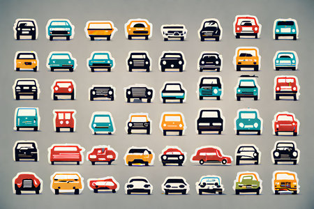 Cars icons set. Vector illustration of a set of cars.の写真素材