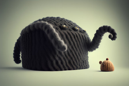 3d illustration of a hat and a cup of tea on a gray background