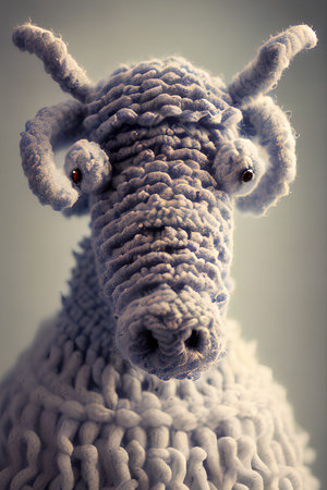 Sheep made of sheep wool. 3D illustration. Vintage style.の写真素材