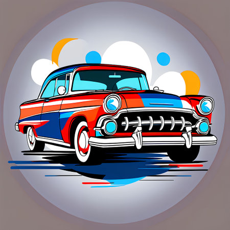 Retro car. Vector illustration on the theme of vintage cars.