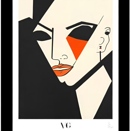 Illustration of a woman's face in profile. Contemporary art collage.