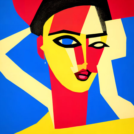 Illustration of a beautiful woman's face in pop art style.