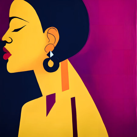 Portrait of a beautiful woman with earrings. Retro style.