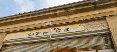 Nicosia, Cyprus - 18 February, 2016:  Classic Building Facade with the sign of The Office Gallery in the Old Nicosia city centre. The old city of Nicosia within the Venetian Walls is an interesting place to explore in search of classic buildings with charのeditorial素材