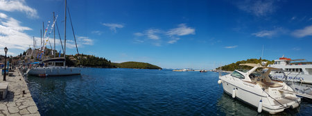 Sivota, Greece - 11 October, 2017: Panoramic view of SIvota tourist resort harbor in Greeceのeditorial素材