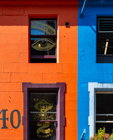 Edinburgh, United Kingdom - July 27, 2018: Colorful building facade in the old sector of Edinburgh, UKのeditorial素材
