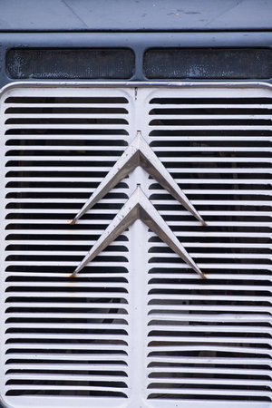 Manchester, United Kingdom - April 25, 2019: Front view of a classic  Citroen H Van with visible logoのeditorial素材