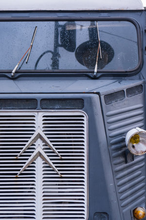 Manchester, United Kingdom - April 25, 2019: Front view of a classic  Citroen H Van with visible logoのeditorial素材