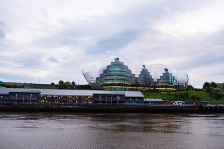 Newcastle, United Kingdom -July 4, 2019: Sage Gateshead, a concert venue for Gateshead and Newcastle area, on the south bank of the River Tyneのeditorial素材