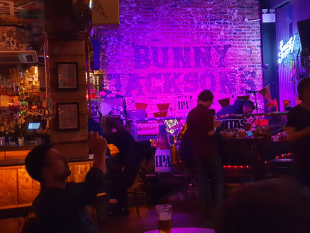 Manchester, United Kingdom - November 25, 2019: Atmospheric evening capture inside Bunny Jacksons...
