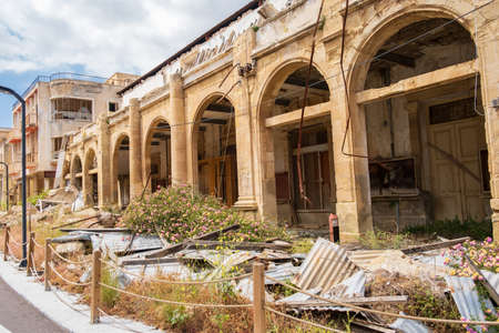 Abandoned buildings and wild vegetation in the Ghost Resort City of Varosha Famagusta in Cyprusの写真素材