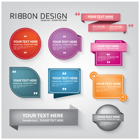 Color ribbon and tag design with a simple symbol .のイラスト素材