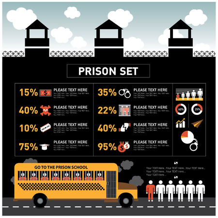 Infographic prison uniform and a series of icons.のイラスト素材
