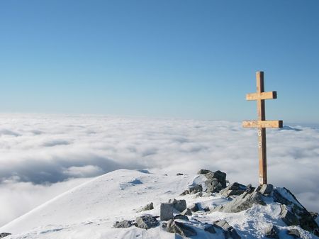 High Tatra, dramatic shot over the cloud formed by a temperature inversionの写真素材