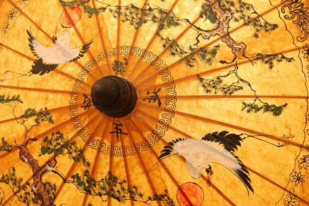 Detail of sunshade with Thai ornamentの写真素材
