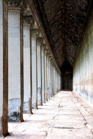 Corridor in Angkor Wat, Siem Reap, Cambodiaの写真素材