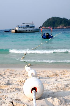 Rdang island in Malaysia with white sand, blue sky clear waterの写真素材