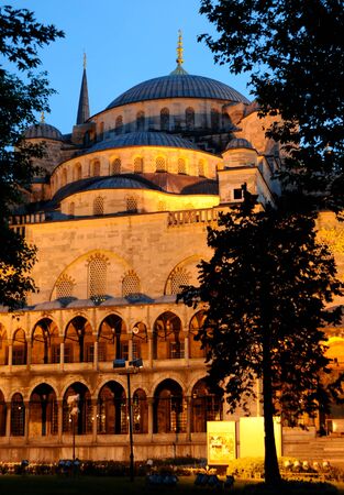 Blue mosque of Istanbul at nightの写真素材