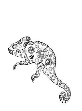 Hand drawn doodle animal. Ethnic patterned vector illustration. African, indian, totem, tatto, tribal design. Sketch for avatar, coloring page, tattoo, posters, print, t-shirtのイラスト素材