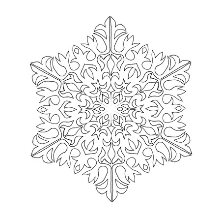 Decorative Snowflakes. Mandala ornamental ethnic pattern. Background pattern for winter and christmas theme. Vector illustration EPS10. Clip-art for your design and businessのイラスト素材