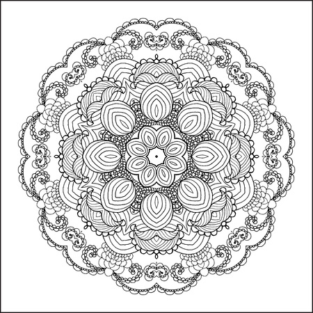 Beautiful floral mandala. Ethnic abstract decorative ornament. Hand drawn background. Islamic, arabic, indian,  , tribal, african motif. Background texture for your design and business.のイラスト素材