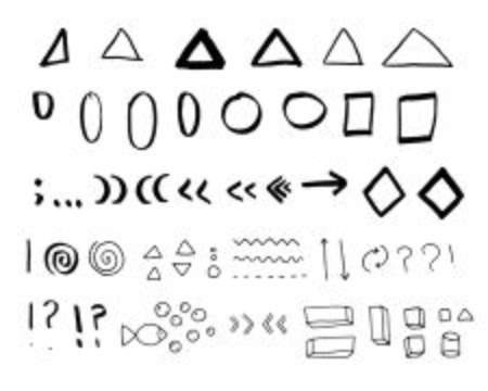 Collection of black sketch symbols.のイラスト素材