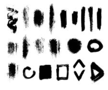 Grunge sketch symbols set on a white background. Hand drawn black white vector illustration.のイラスト素材
