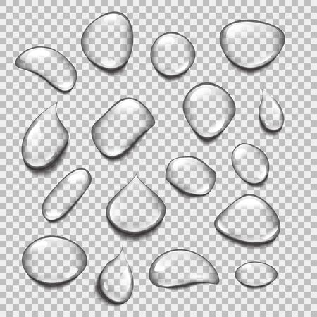 Set of transparent drops of different shapes.のイラスト素材