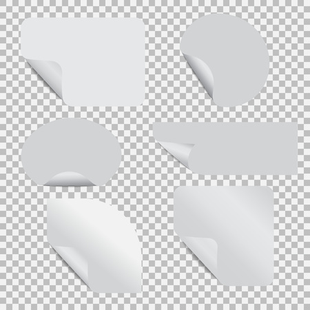 Set of stickers with peel off corner on a transparent backgroundのイラスト素材