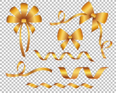 Set of decorative beautiful golden bows.のイラスト素材