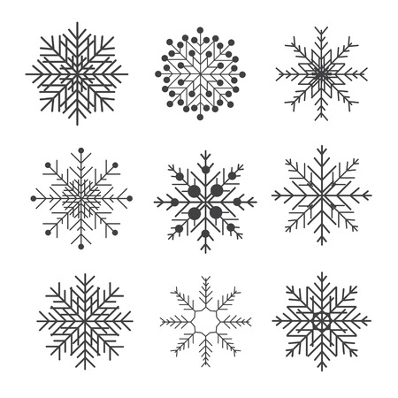 Set of nine black icon silhouetteのイラスト素材