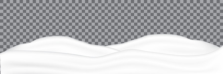 Snowy landscape isolated on dark transparent background. Vector illustration of winter decoration. Snow background. Snowdrift.のイラスト素材