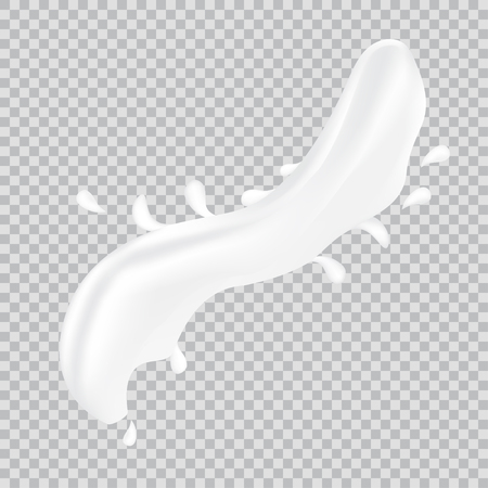 Realistic milk splash and pouring. Vector illustration of realistic natural dairy products. Liquid creamy white texture.のイラスト素材